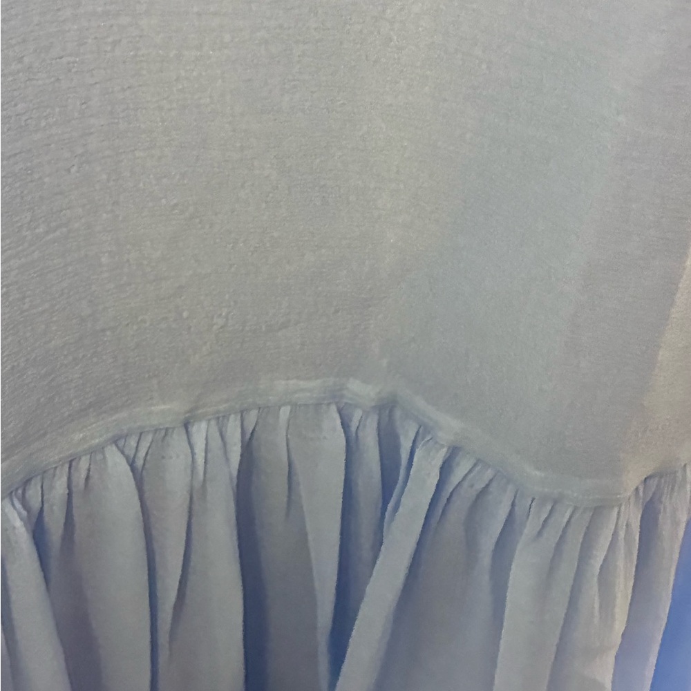 NWT Light Blue Sheer Drop Waist Tiered Midi Dress Small - Picture 4 of 6